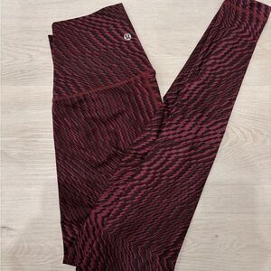 lululemon athletica burgundy and Black Patterned Leggings